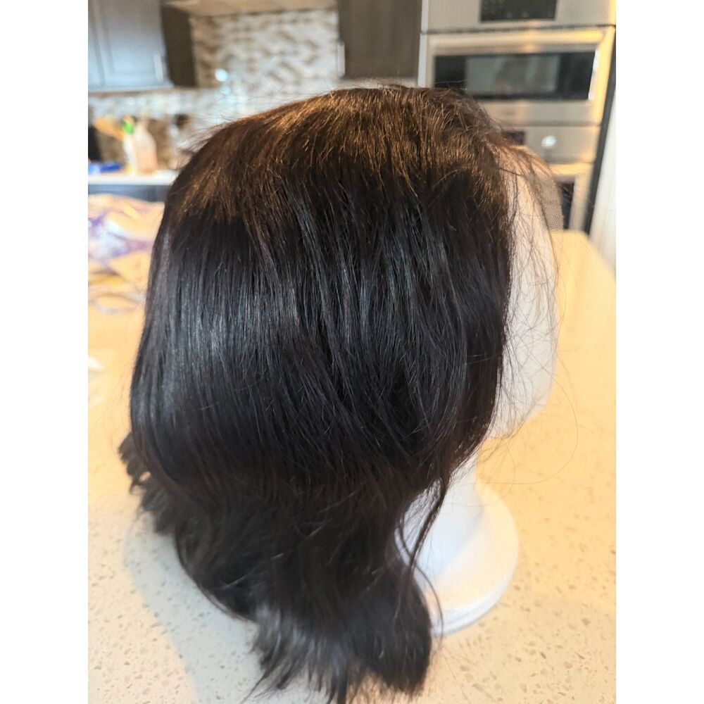 8in Black Human Hair Frontal Wig Short Bob Natural Color